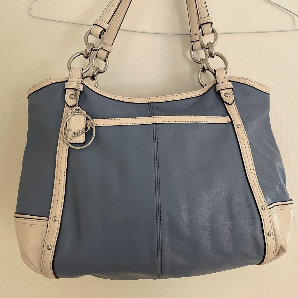 Coach Alexandra Blue And Beige Shoulder Bag